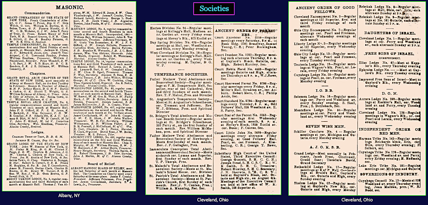 Society Listings, 1870
